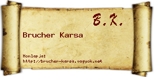 Brucher Karsa névjegykártya